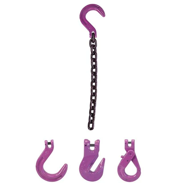 3/8" x 3' Single Leg Chain Sling w/ Grab & Foundry Hooks - Grade 100