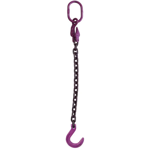 3/8" x 5' Adjustable Single Leg Chain Sling w/ Foundry Hook - Grade 100