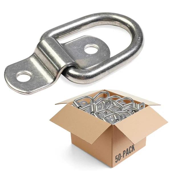 1" Bolt-On D-Ring with Mounting Bracket - 316 Stainless Steel - 800 lbs. BS | 50-Pack