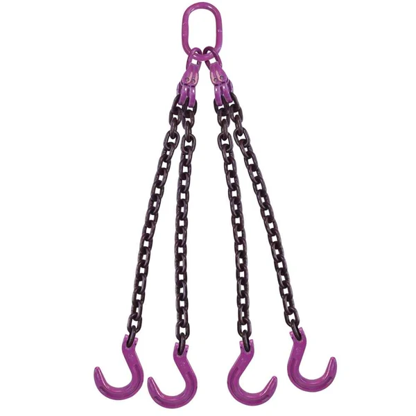 1/2" x 10' 4 Leg Chain Sling w/ Foundry Hooks - Grade 100