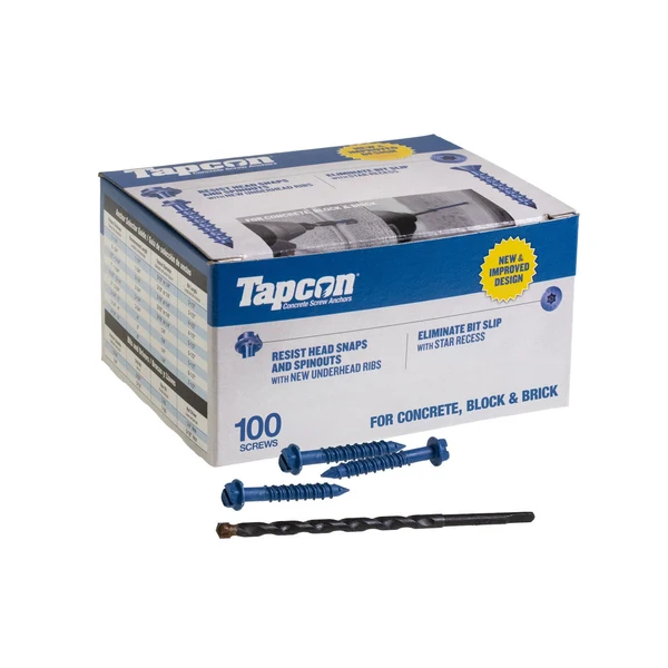 Tapcon 3/16" x 1-1/4" Blue Concrete Screw, Hex Head - Climaseal | Qty. 100